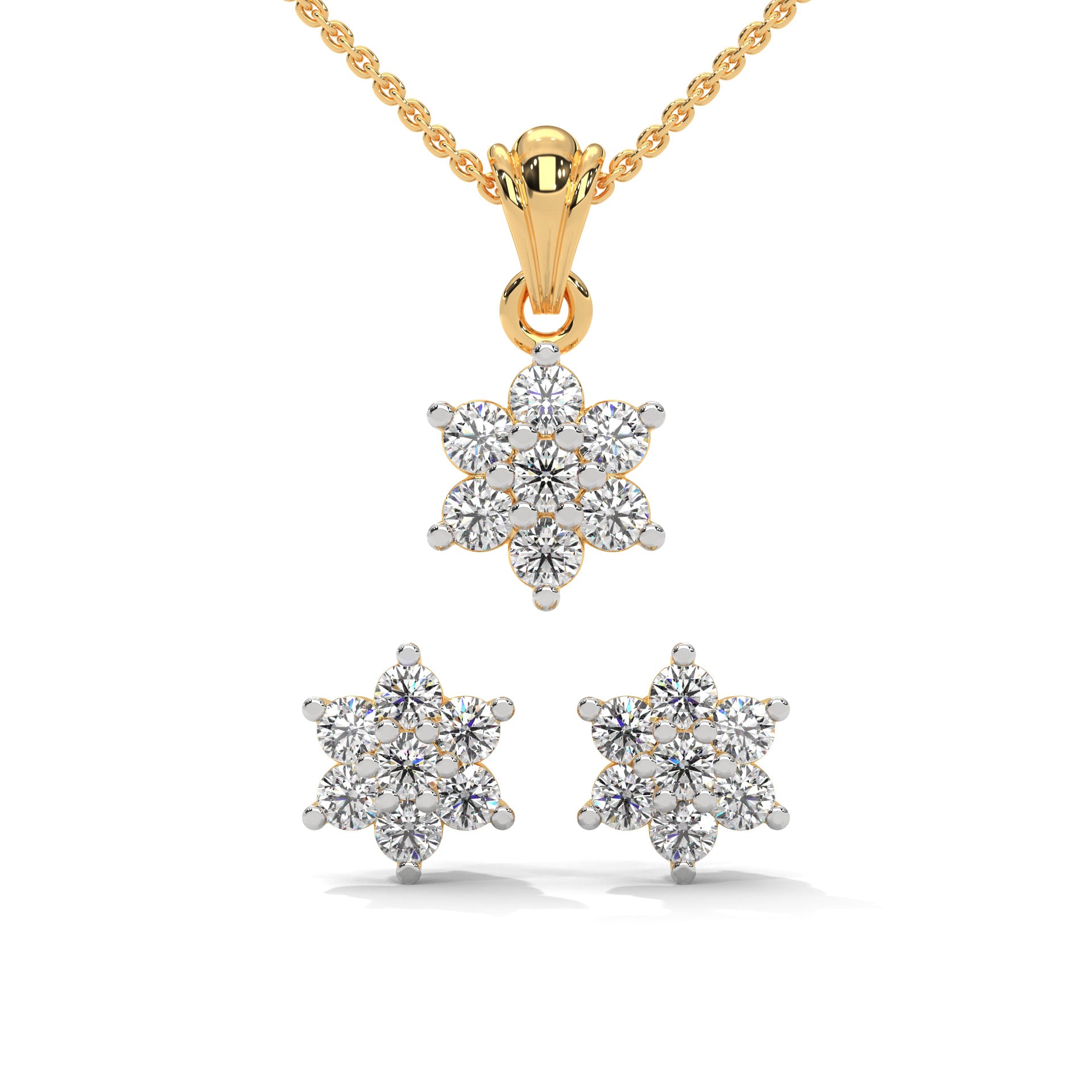 Vrinda Moissanite Pendant and Earrings Set - Shinez By Baxi Jewellers