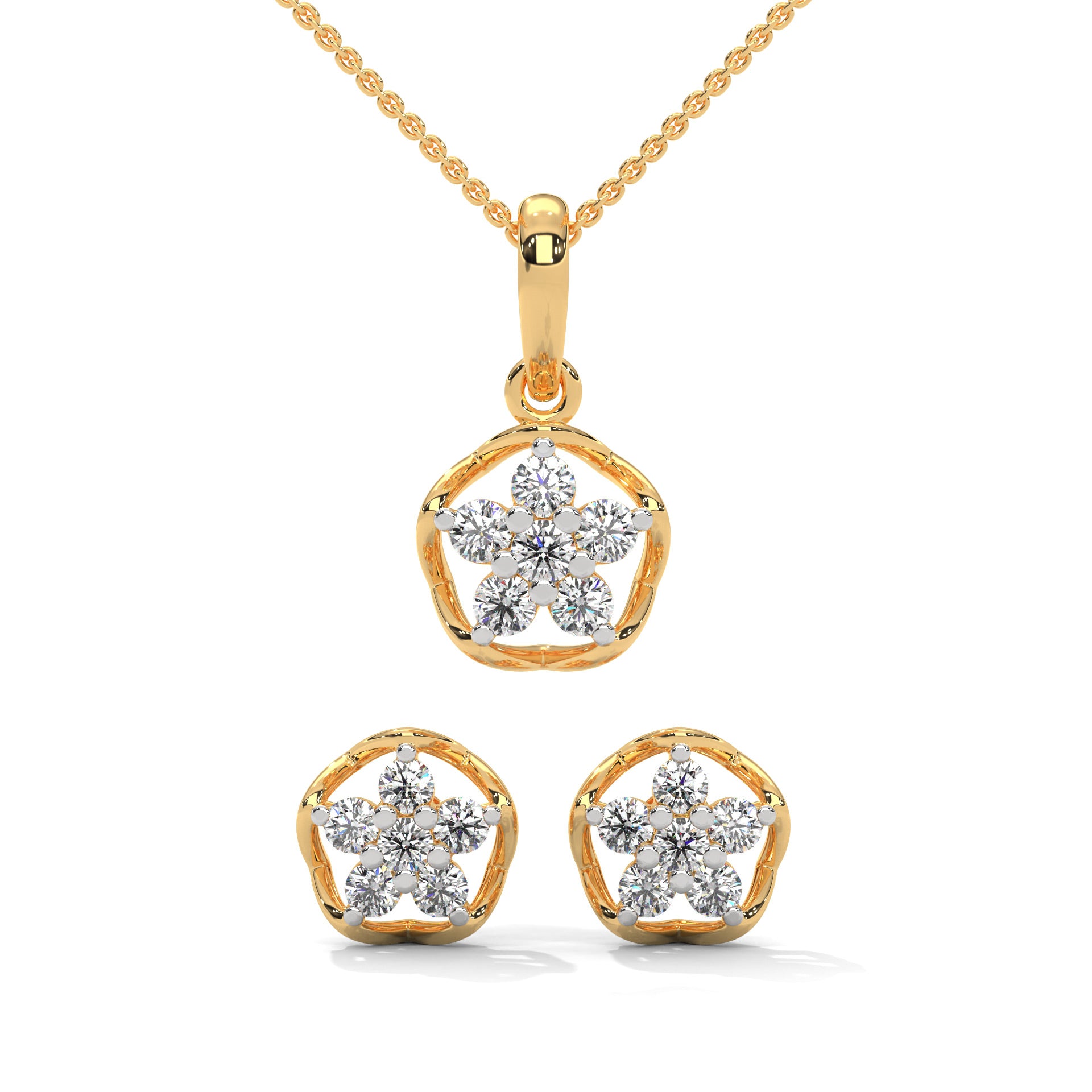 Harmony Moissanite Pendant and Earrings Set - Shinez By Baxi Jewellers