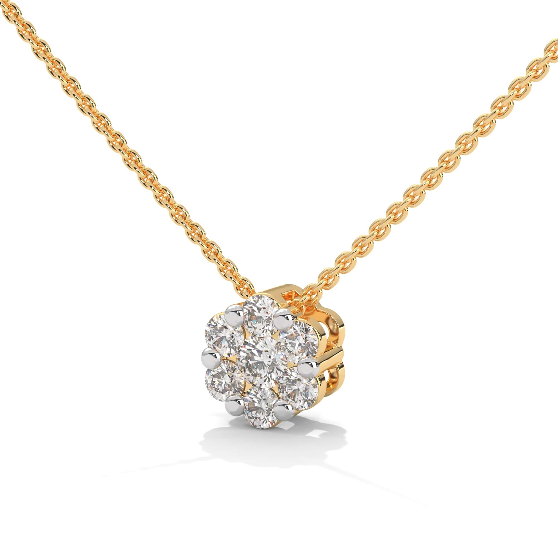 Mila Solitaire Silver Pendant with Chain | 22KT Gold Vermeil - Shinez By Baxi Jewellers