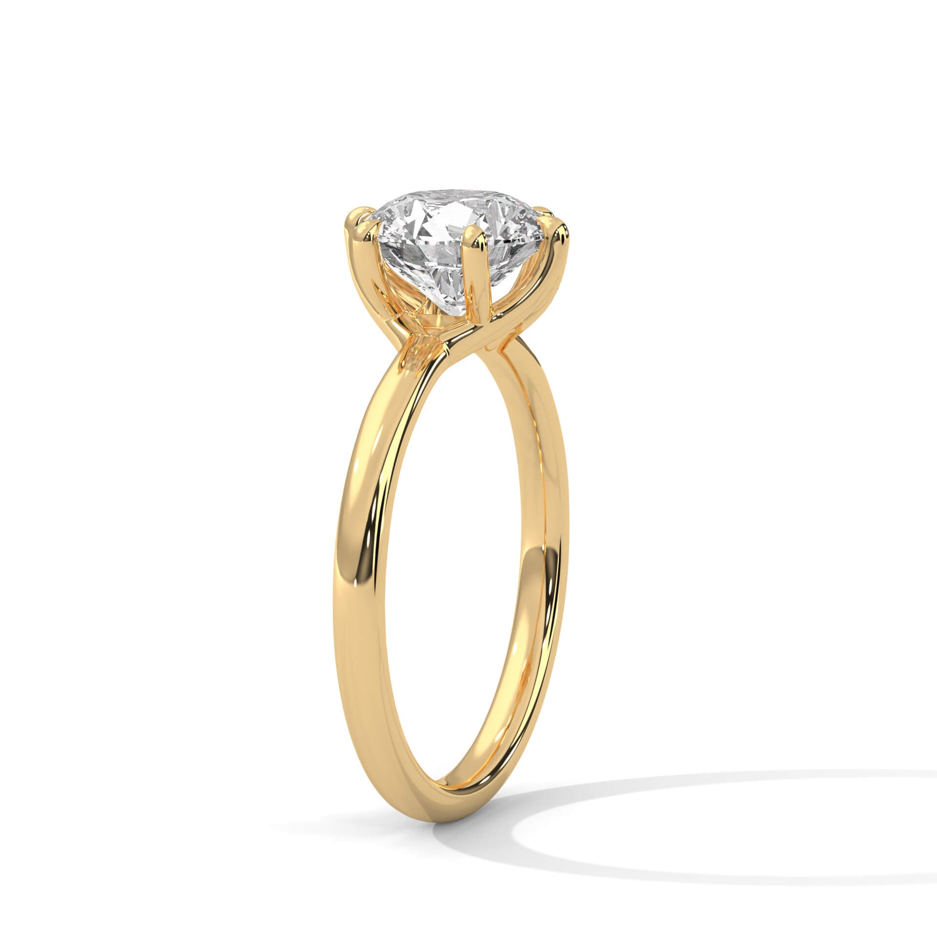 Eul 2 Carat Solitaire Silver Ring Yellow Gold - Shinez By Baxi Jewellers