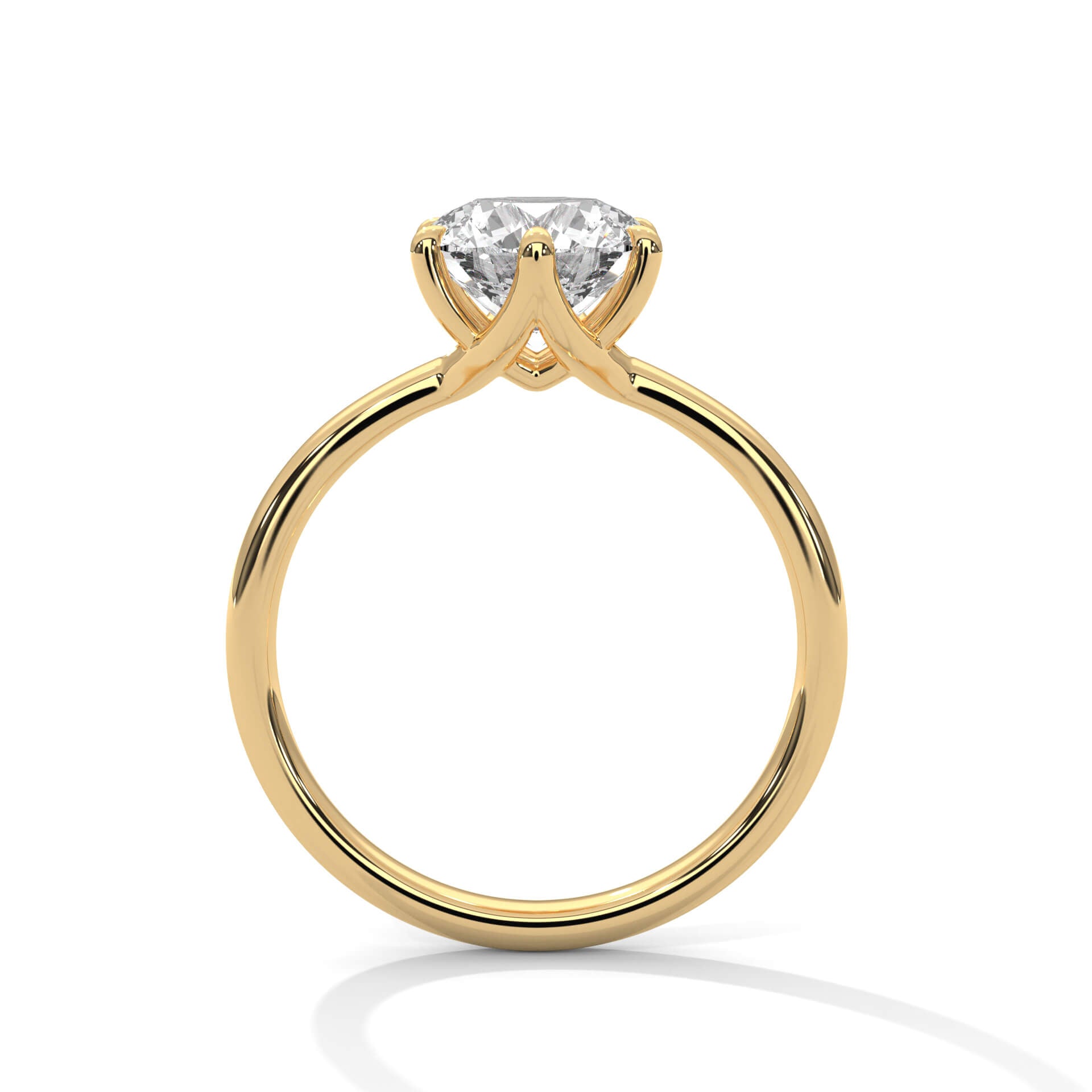 Eul 2 Carat Solitaire Silver Ring Yellow Gold - Shinez By Baxi Jewellers