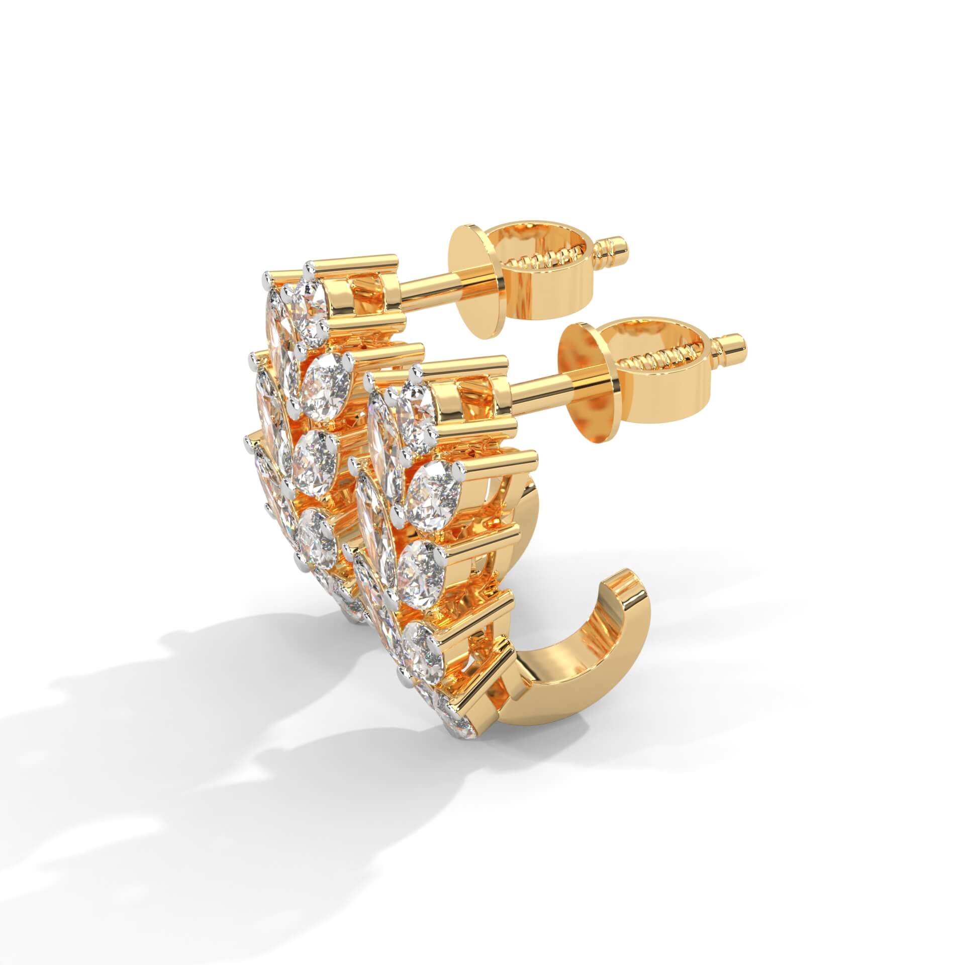Nyumi Fancy Silver Hoop Earrings | 22KT Gold Vermeil - Shinez By Baxi Jewellers