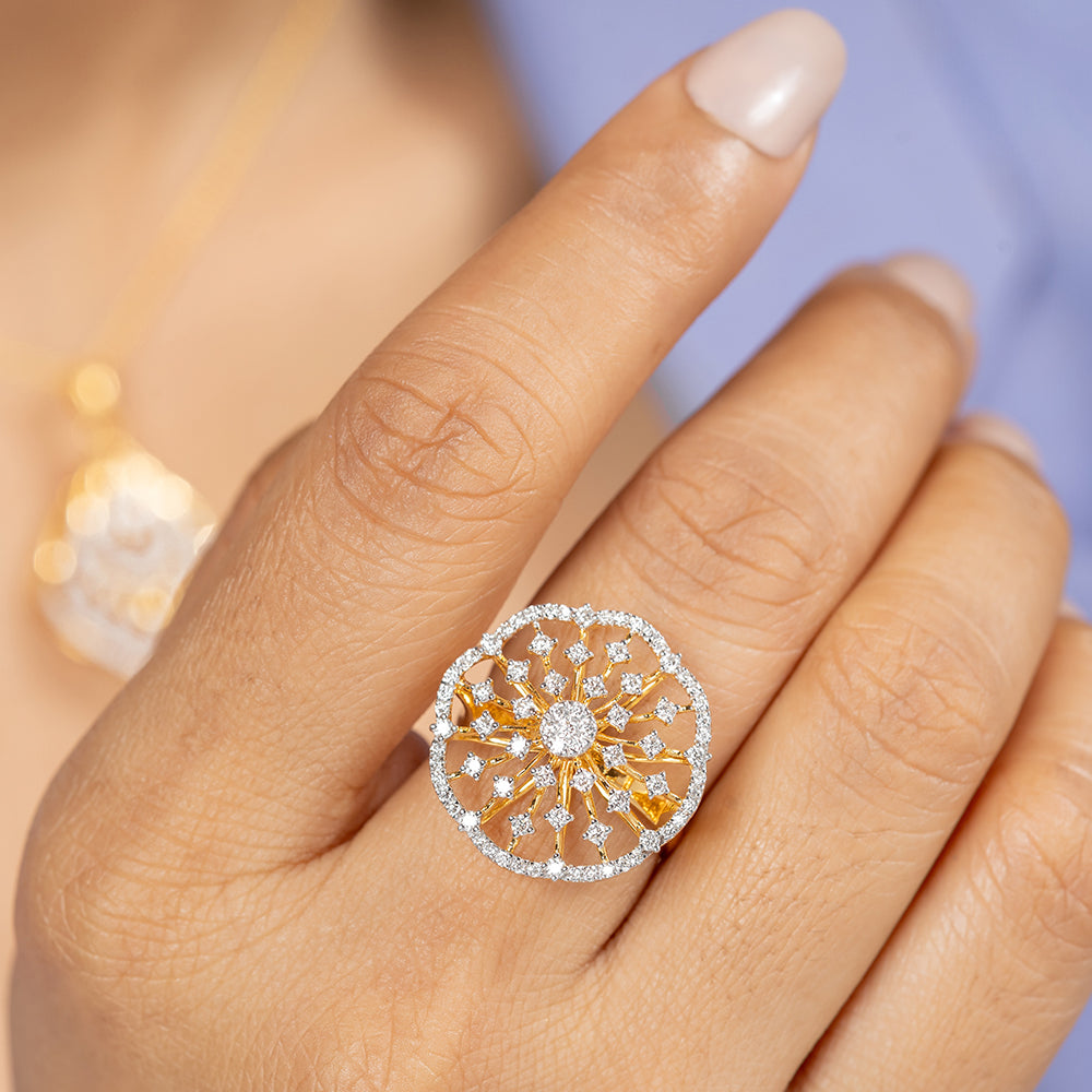 Delina Silver Moissanite Adjustable Ring | 22KT Gold Vermeil - Shinez By Baxi Jewellers