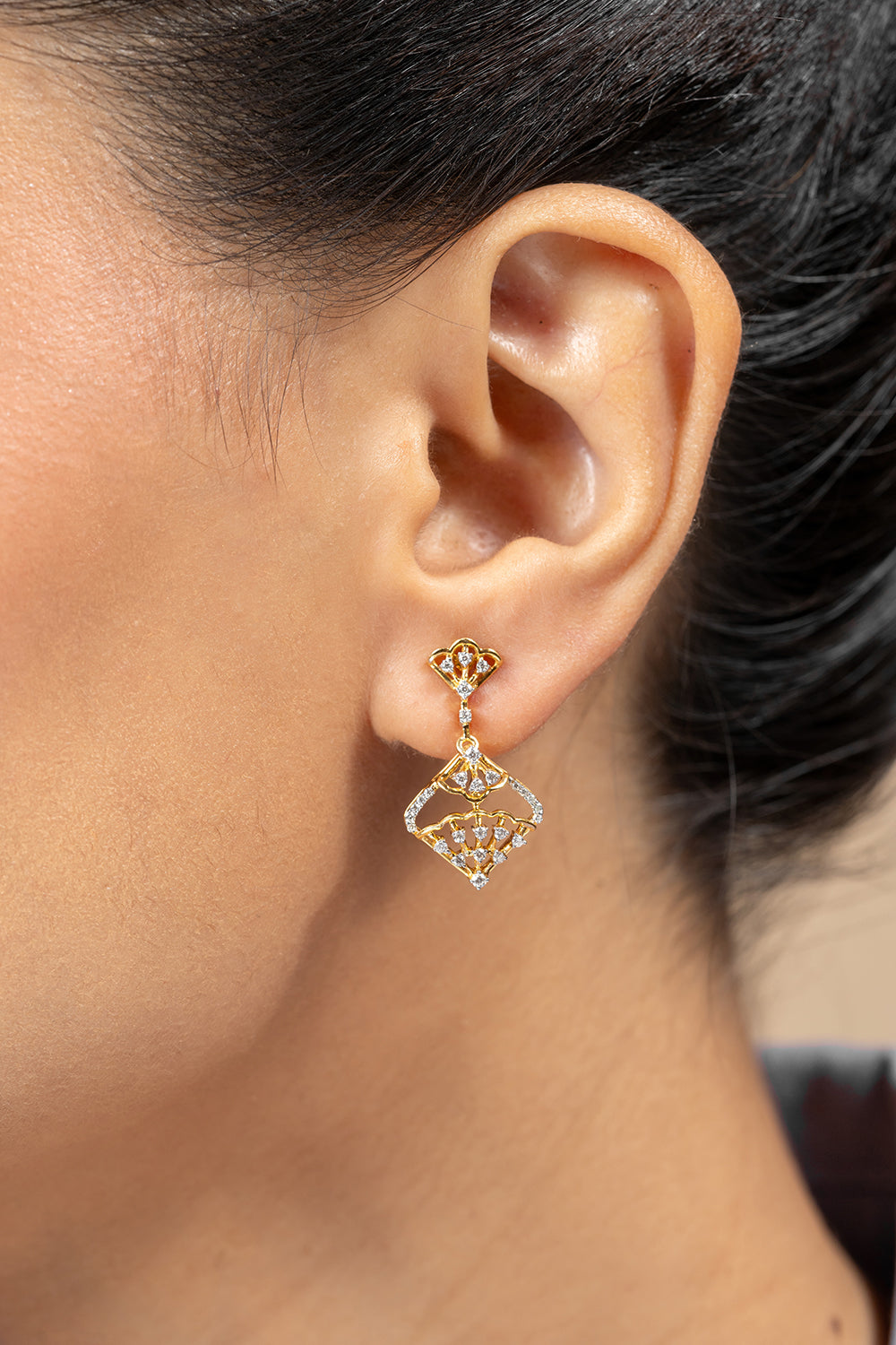 Zaer Silver Moissanite Dangle Earrings | 22KT Gold Vermeil - Shinez By Baxi Jewellers