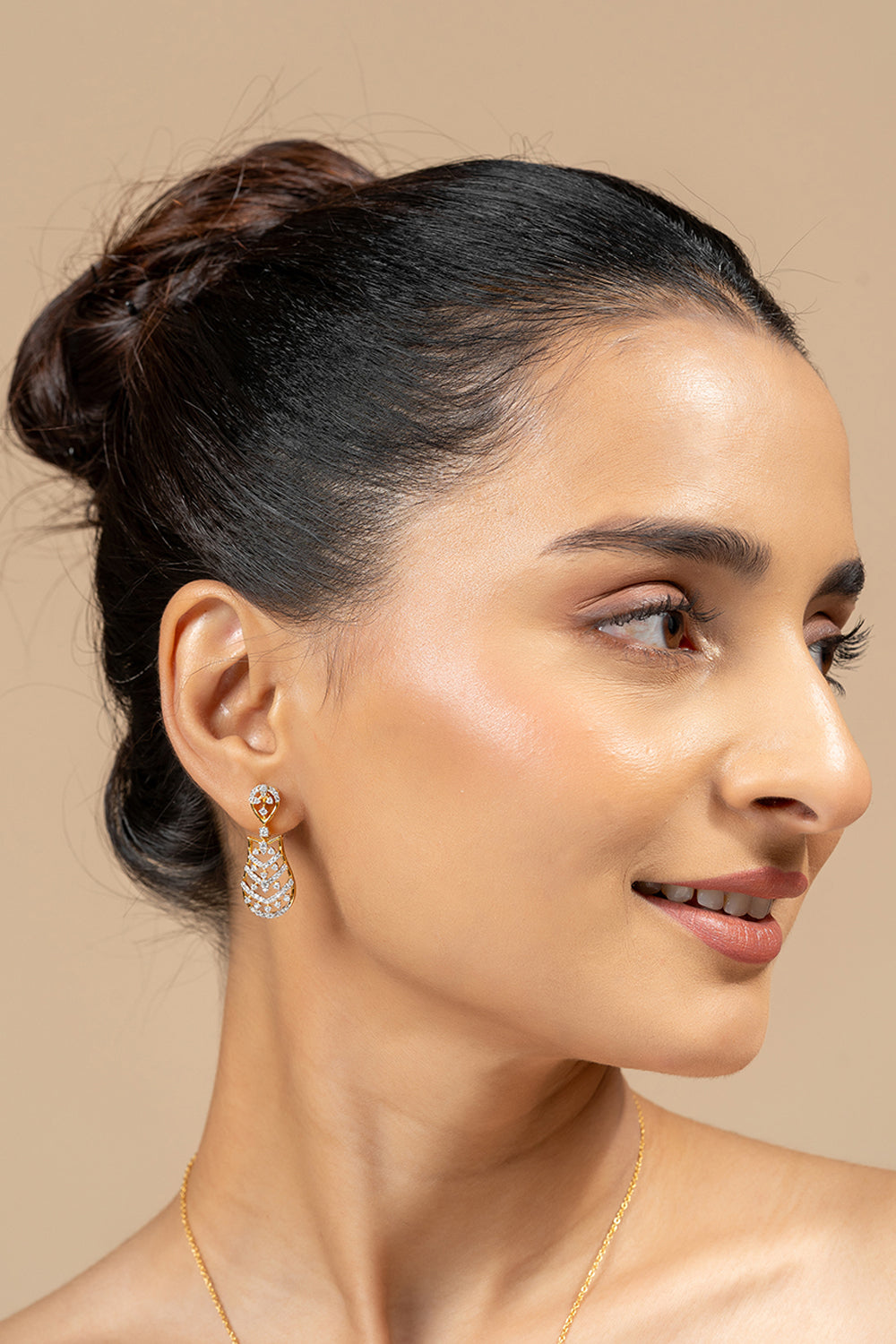 Zilar Silver Moissanite Dangle Earrings | 22KT Gold Vermeil - Shinez By Baxi Jewellers