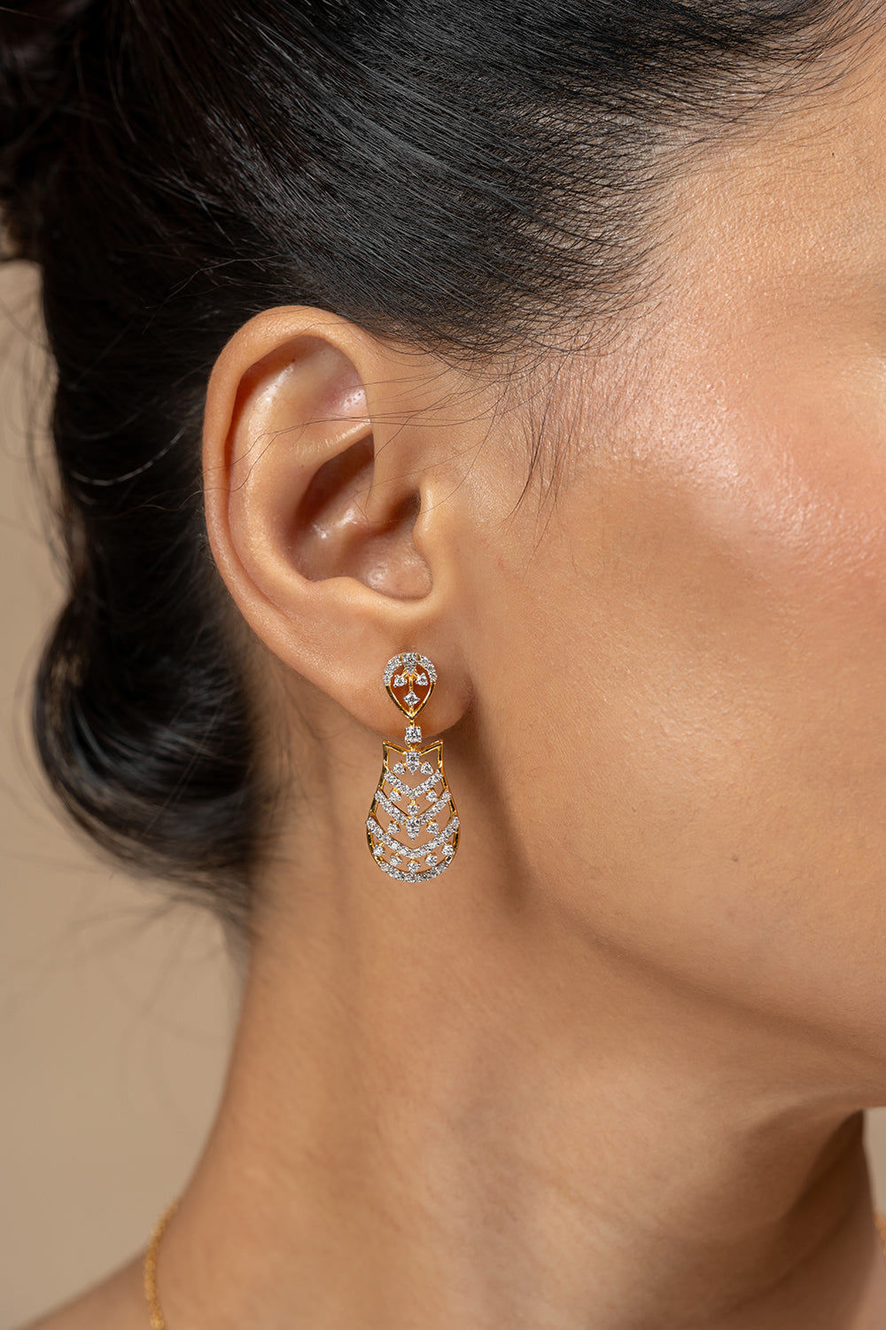 Zilar Silver Moissanite Dangle Earrings | 22KT Gold Vermeil - Shinez By Baxi Jewellers