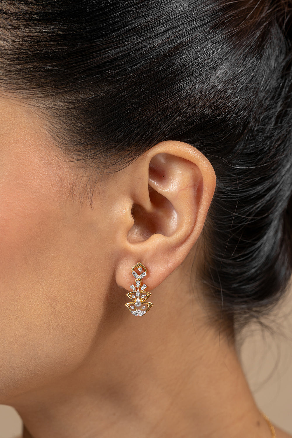 Misa Silver Moissanite Dangle Earrings | 22KT Gold Vermeil - Shinez By Baxi Jewellers