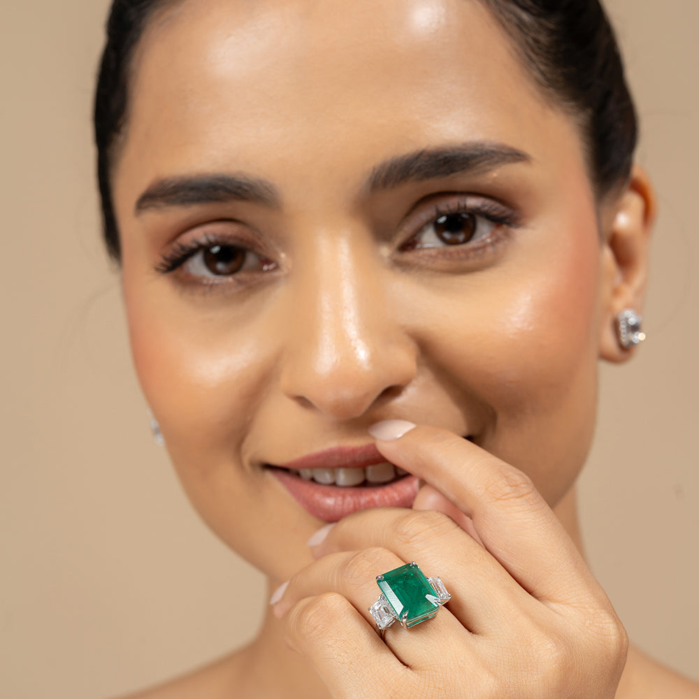 Zinu Silver Moissanite Adjustable Ring - Shinez By Baxi Jewellers