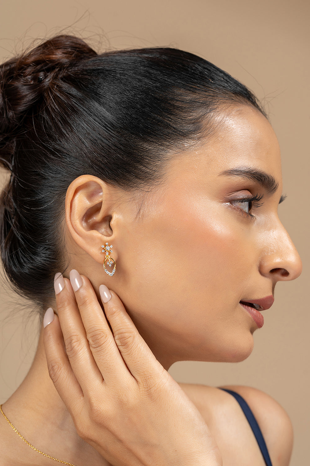 Zuly Silver Moissanite Dangle Earrings | 22KT Gold Vermeil - Shinez By Baxi Jewellers