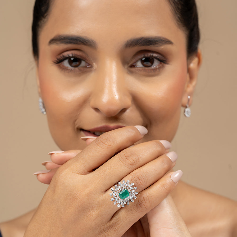 Brie Silver Moissanite Adjustable Ring - Shinez By Baxi Jewellers