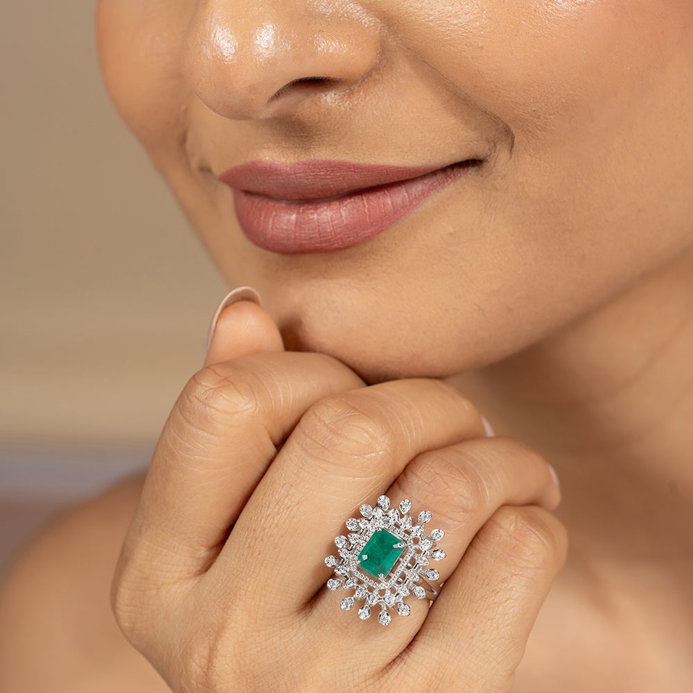 Brie Silver Moissanite Adjustable Ring - Shinez By Baxi Jewellers