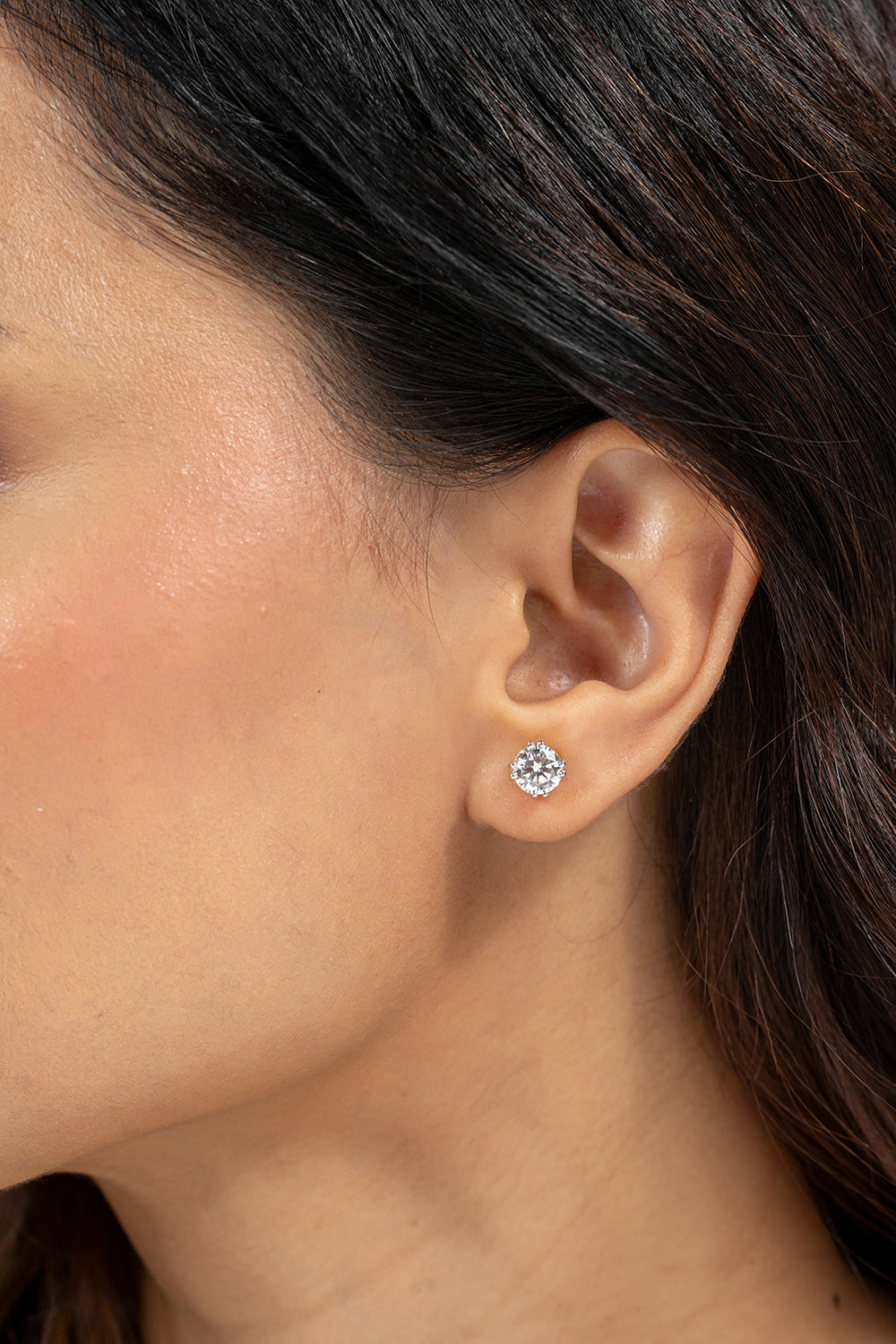 Mira 1 carat each Solitaire Silver Studs | 22KT Gold Vermeil - Shinez By Baxi Jewellers