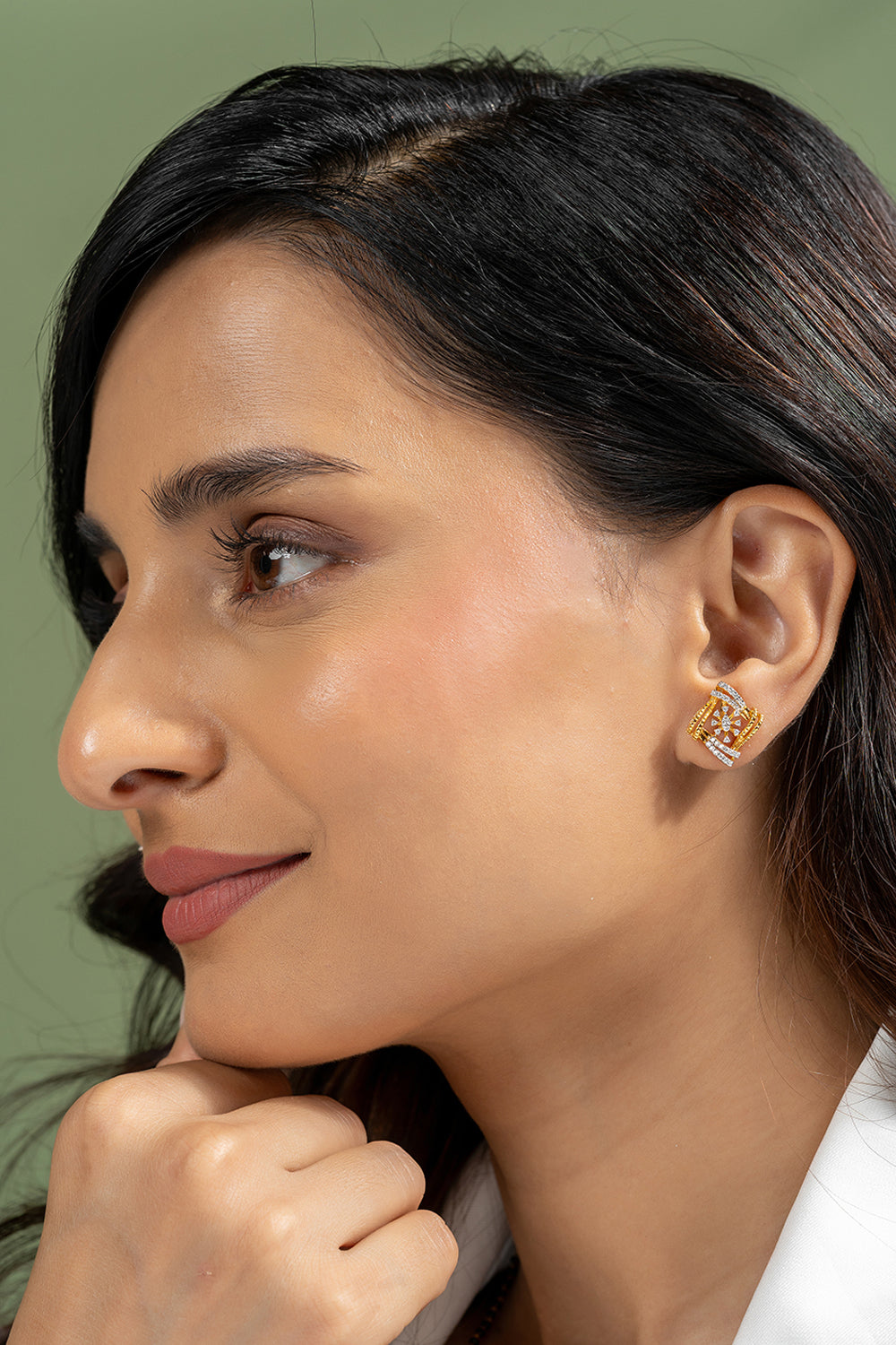 Zatia Silver Moissanite Earrings for Women | 22KT Gold Vermeil - Shinez By Baxi Jewellers