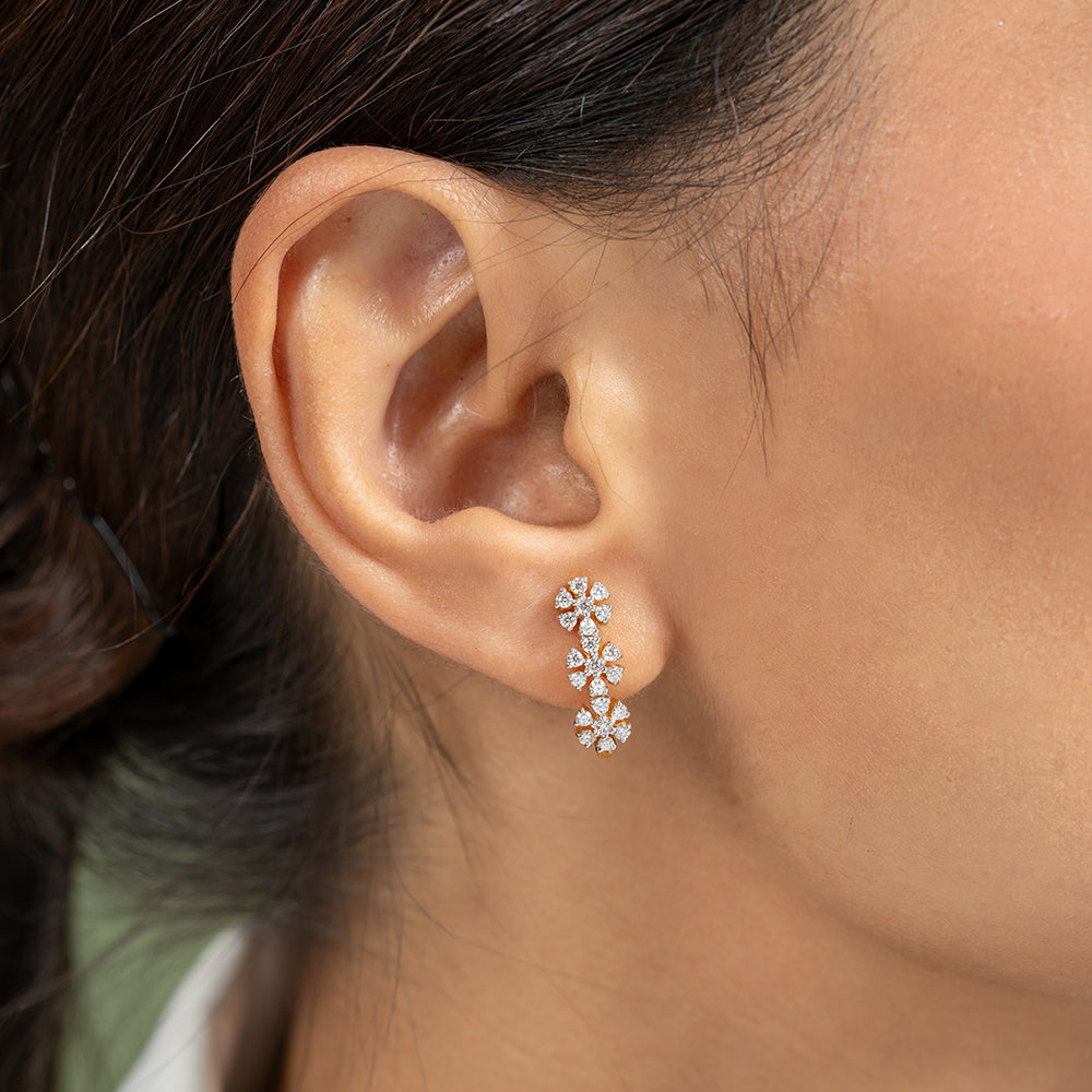 Ayla Silver Moissanite Earrings for Women | 22KT Gold Vermeil - Shinez By Baxi Jewellers