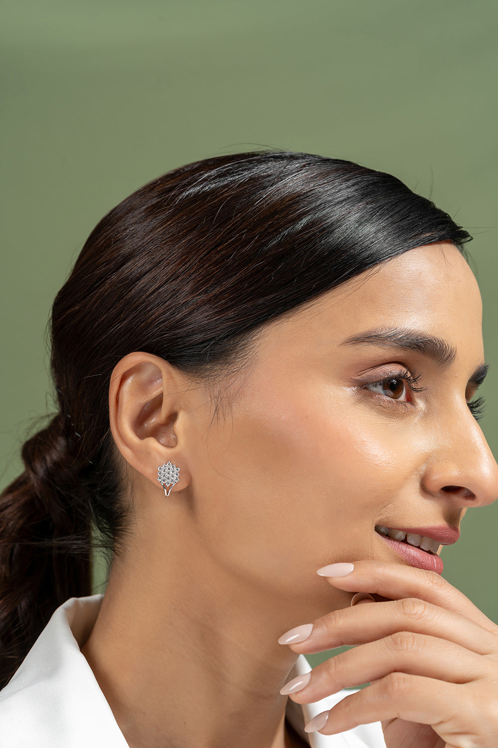 Zanha Silver Moissanite Hoop Earrings for Women White Gold - Shinez By Baxi Jewellers