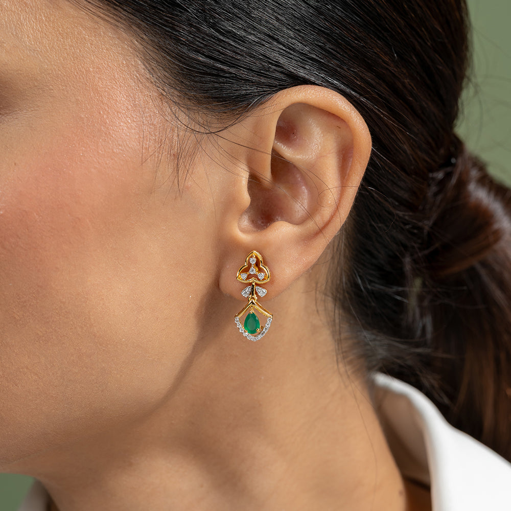 Wendy Silver Moissanite Dangle Earrings | 22KT Gold Vermeil - Shinez By Baxi Jewellers