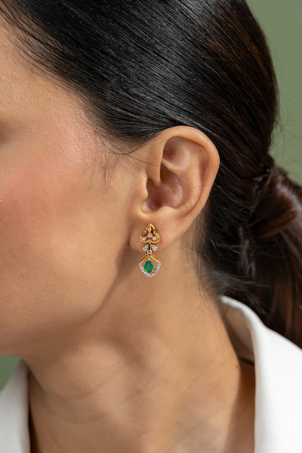 Wendy Silver Moissanite Dangle Earrings | 22KT Gold Vermeil - Shinez By Baxi Jewellers