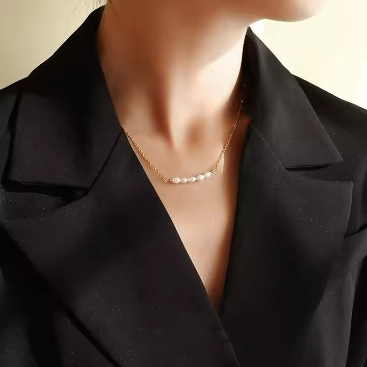 Fresh Water Pearl Pendant Dainty Chain Necklace | 18kt Gold Coated - Shinez By Baxi Jewellers