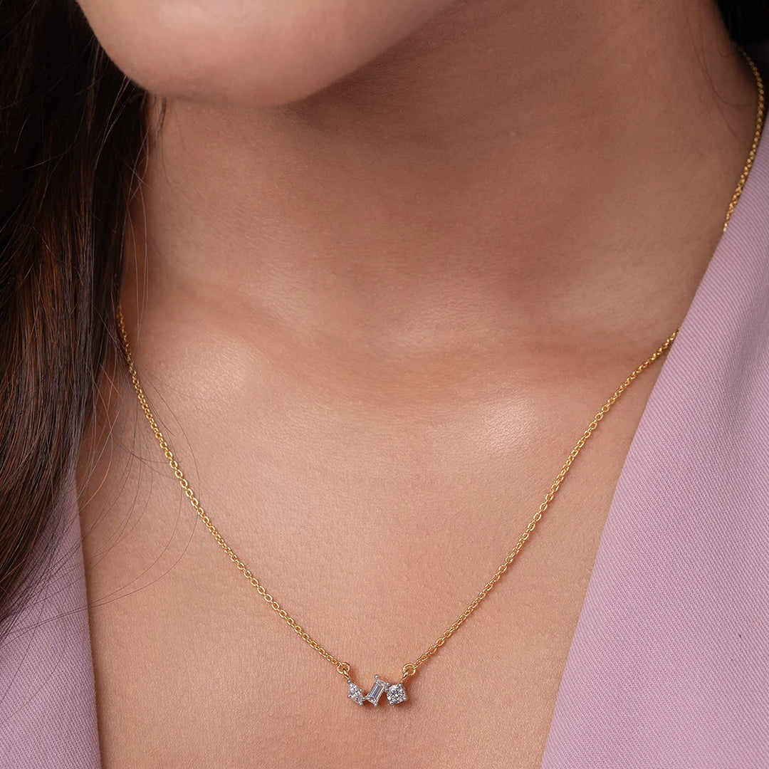 Adelle Solitaire Silver Pendant with Chain | 22KT Gold Vermeil - Shinez By Baxi Jewellers