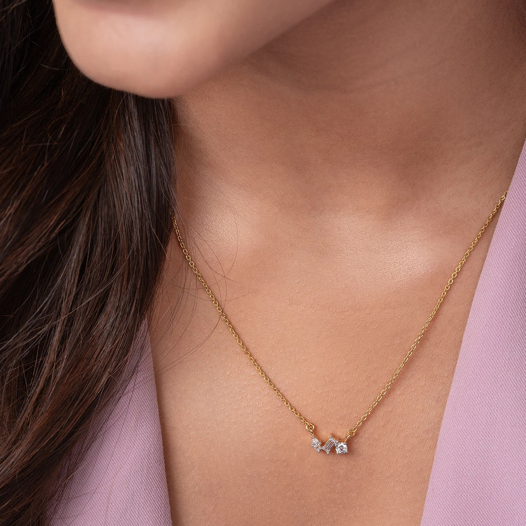Adelle Solitaire Silver Pendant with Chain | 22KT Gold Vermeil - Shinez By Baxi Jewellers