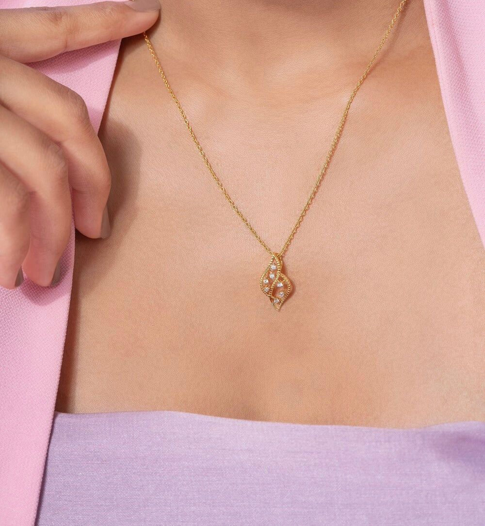 Rica Silver Pendant with Chain | 22KT Gold Vermeil - Shinez By Baxi Jewellers