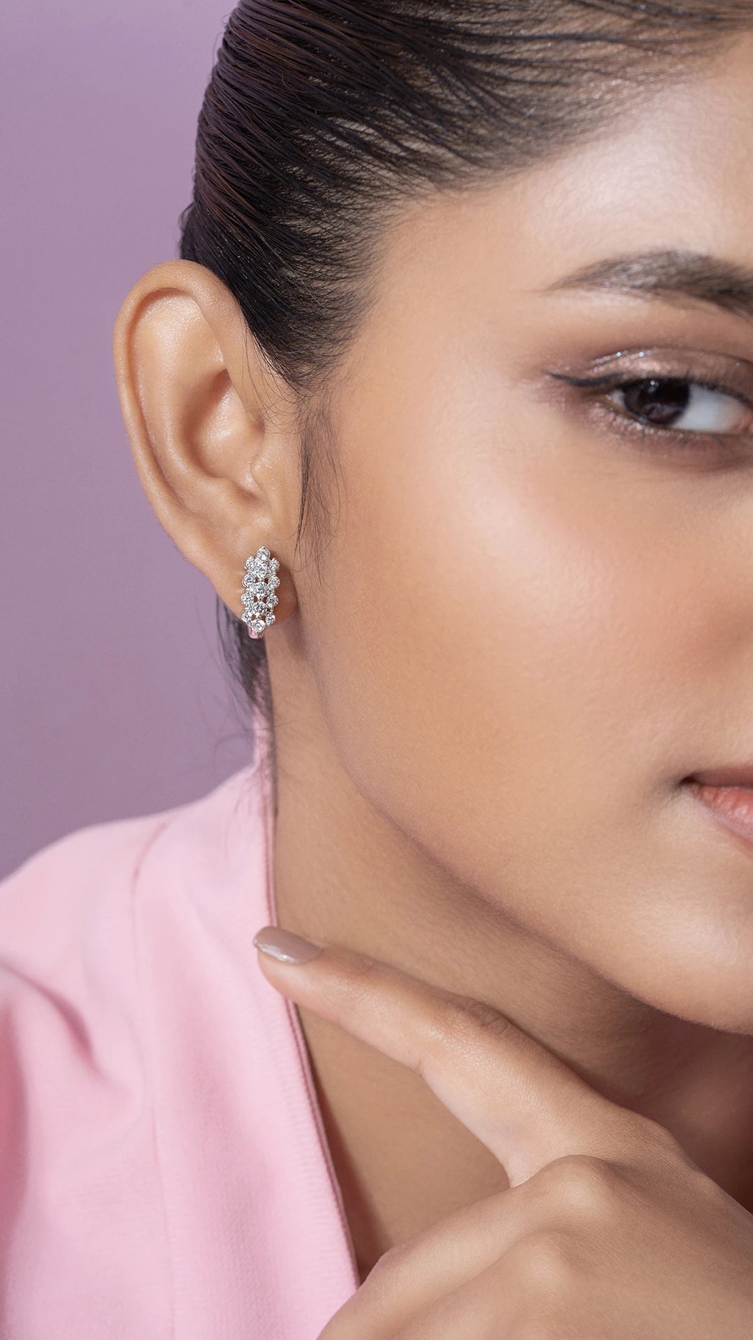 Zamia Silver Hoop Earrings for Women White Gold - Shinez By Baxi Jewellers