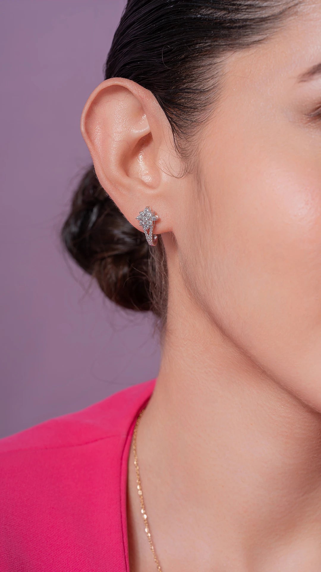 Roman Silver Hoop Earrings for Women White Gold - Shinez By Baxi Jewellers