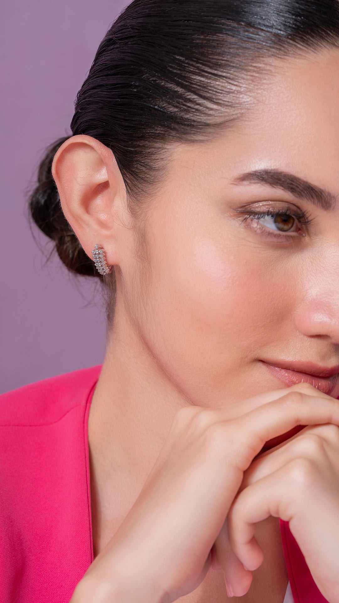 Meera Silver Hoop Earrings for Women White Gold - Shinez By Baxi Jewellers