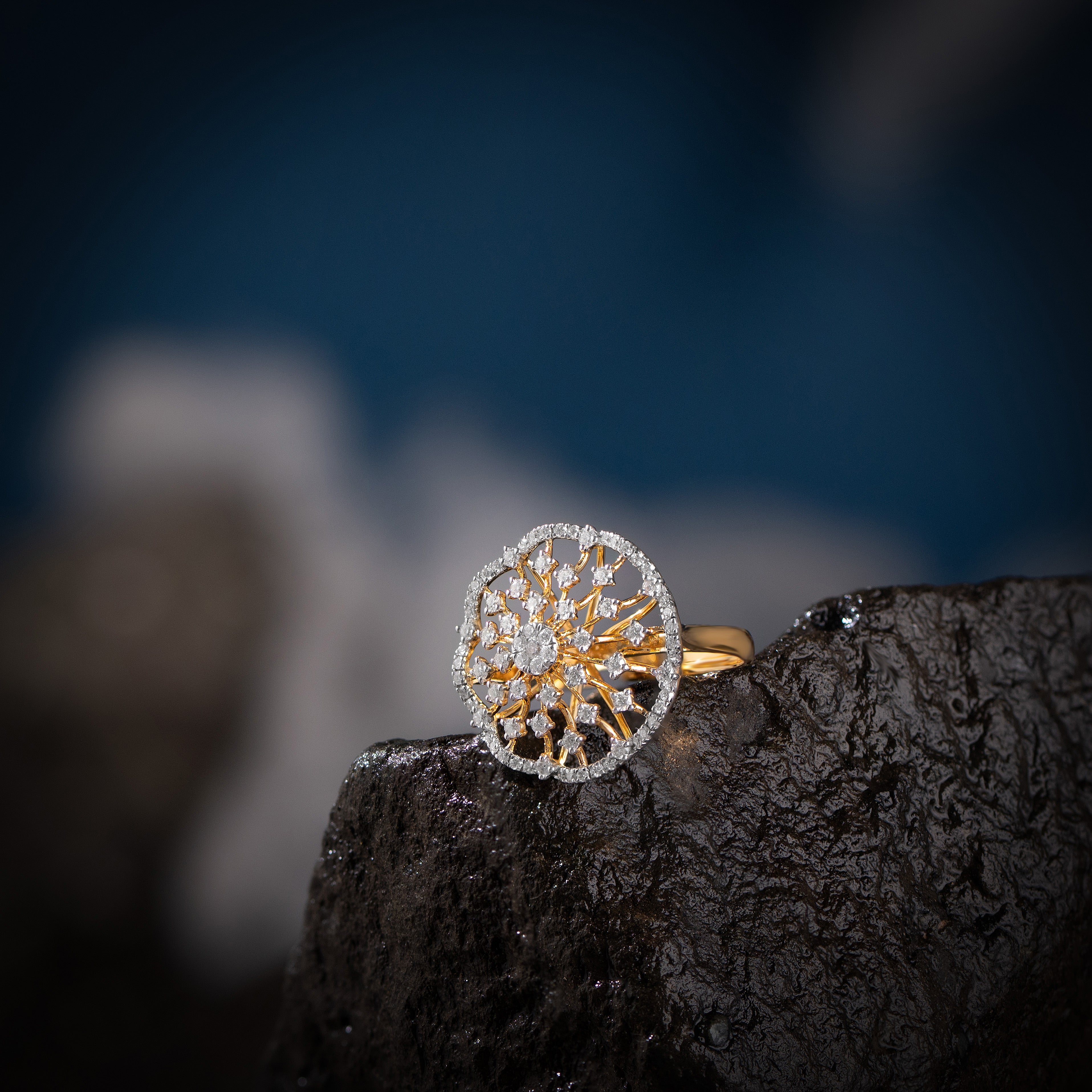 Delina Silver Moissanite Adjustable Ring | 22KT Gold Vermeil - Shinez By Baxi Jewellers