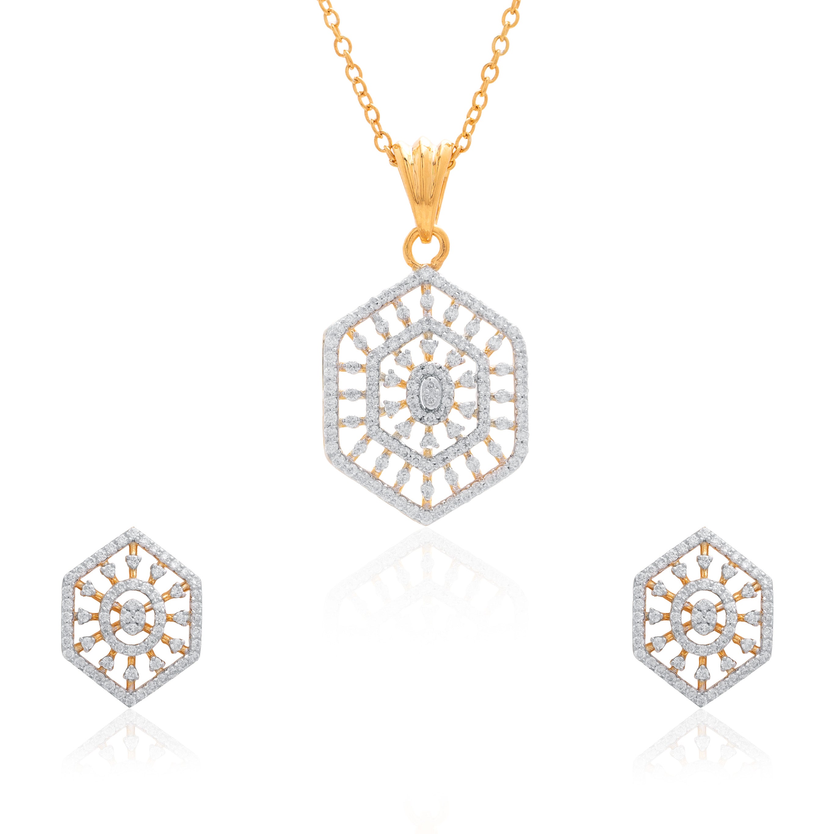 Deco Moissanite Pendant and Earrings Set - Shinez By Baxi Jewellers