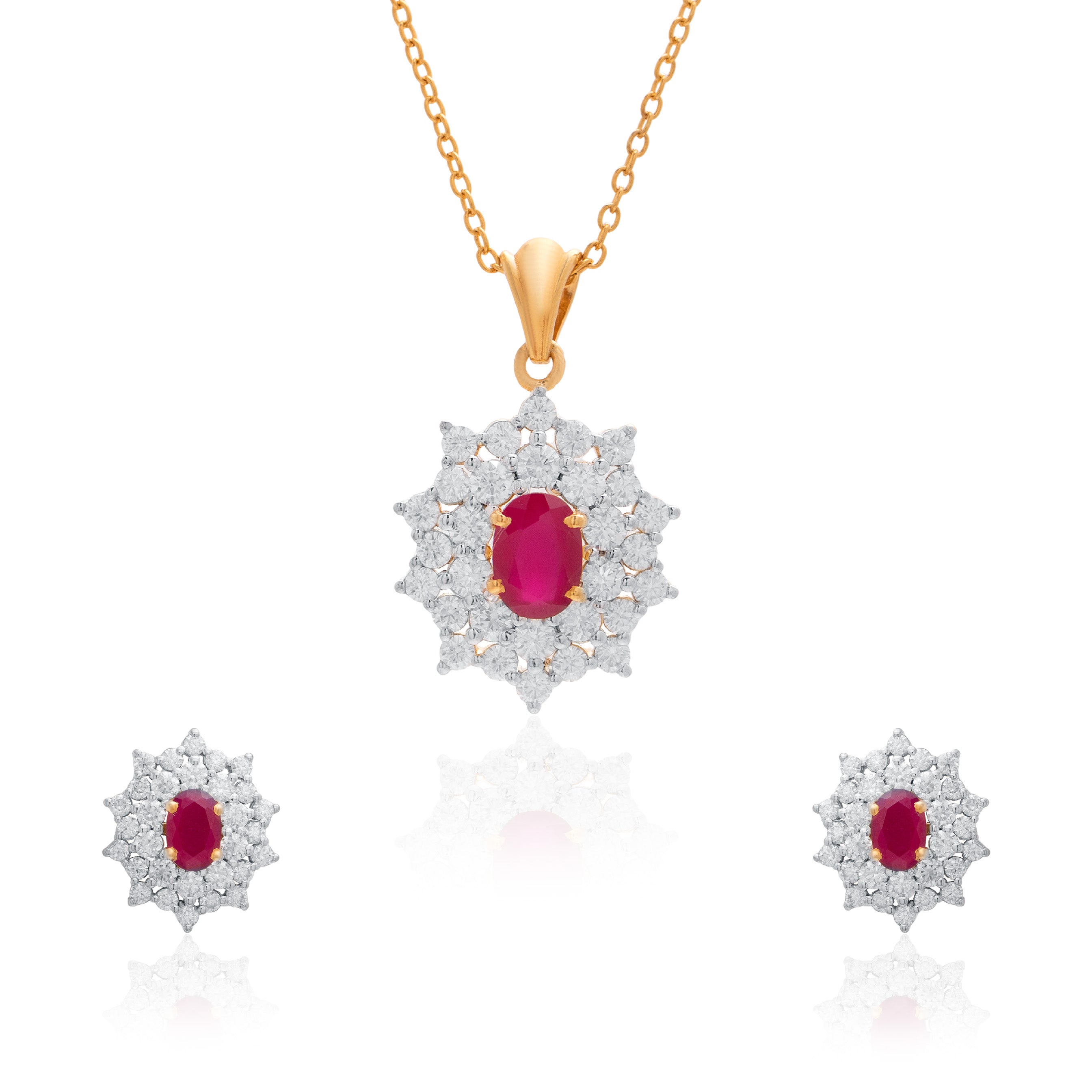 Radiant Bloom Moissanite Pendant and Earrings Set - Shinez By Baxi Jewellers