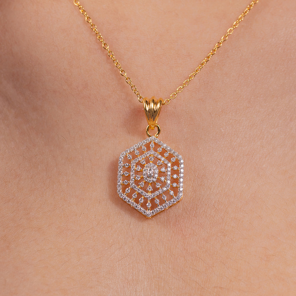 Deco Moissanite Pendant and Earrings Set - Shinez By Baxi Jewellers