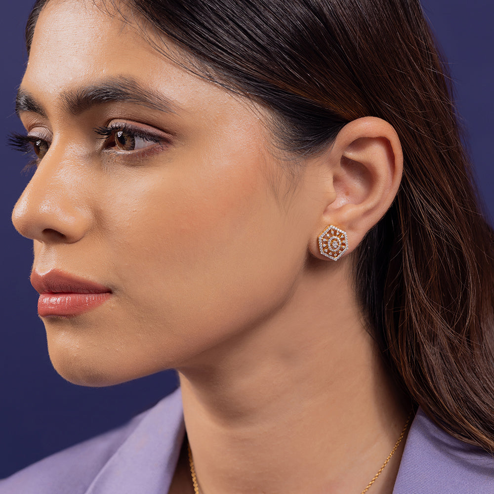 Deco Moissanite Pendant and Earrings Set - Shinez By Baxi Jewellers