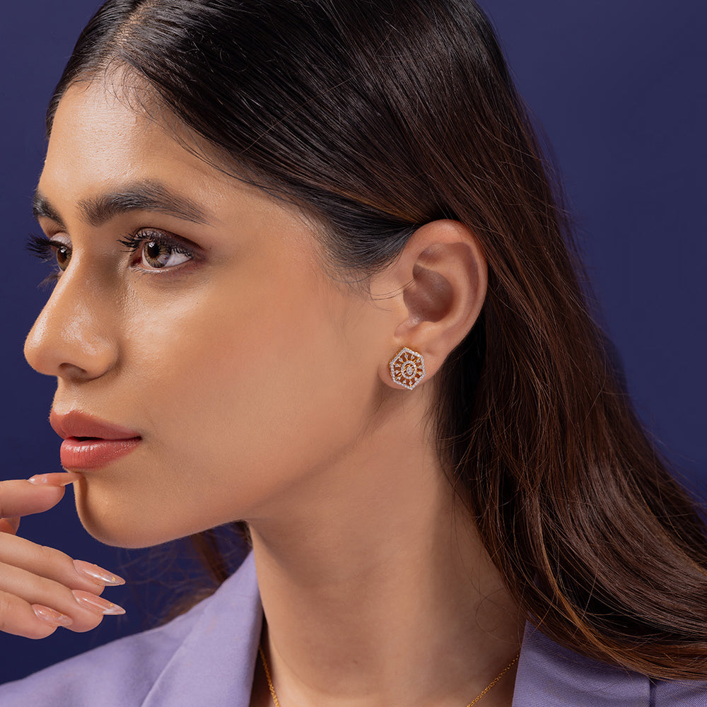 Deco Moissanite Pendant and Earrings Set - Shinez By Baxi Jewellers