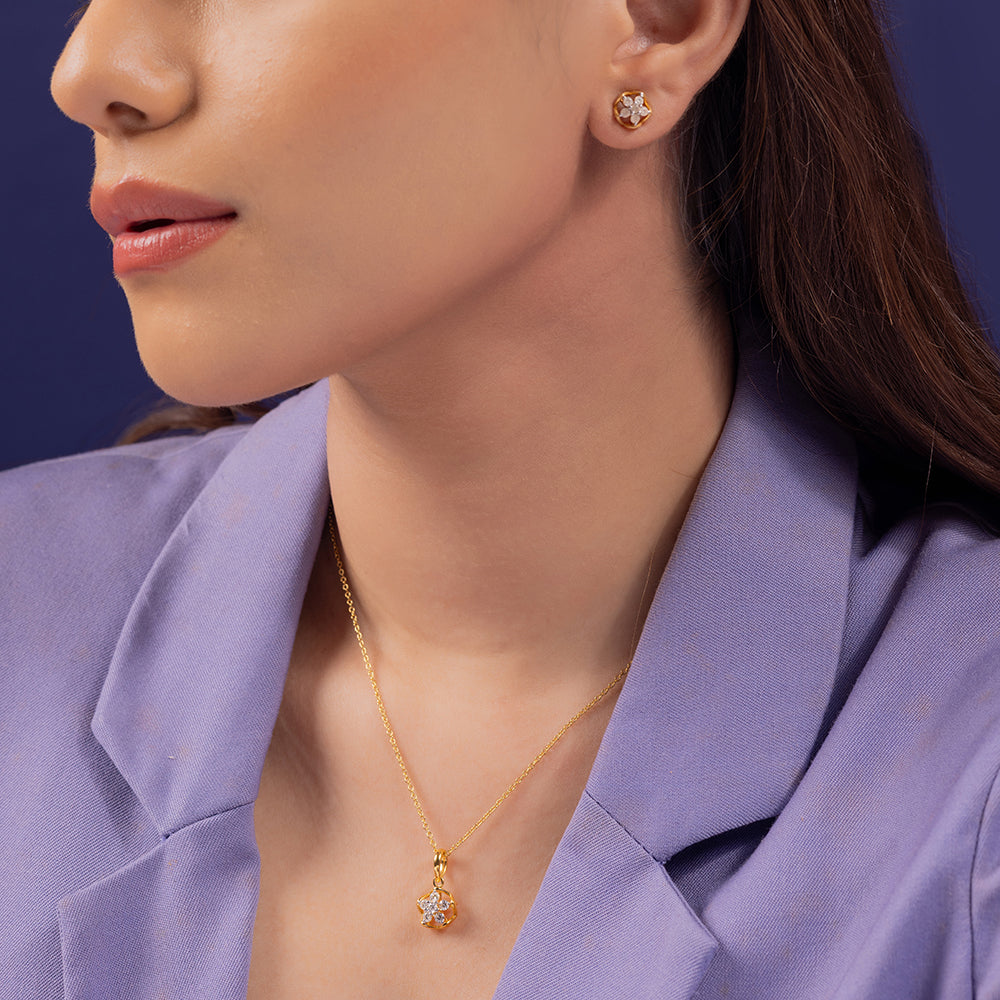 Harmony Moissanite Pendant and Earrings Set - Shinez By Baxi Jewellers