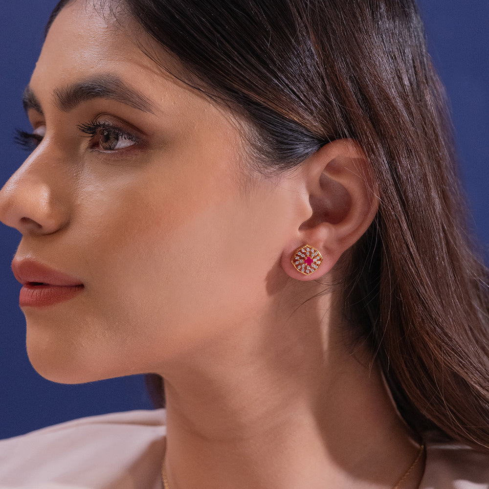 Carmine Moissanite Pendant and Earrings Set - Shinez By Baxi Jewellers