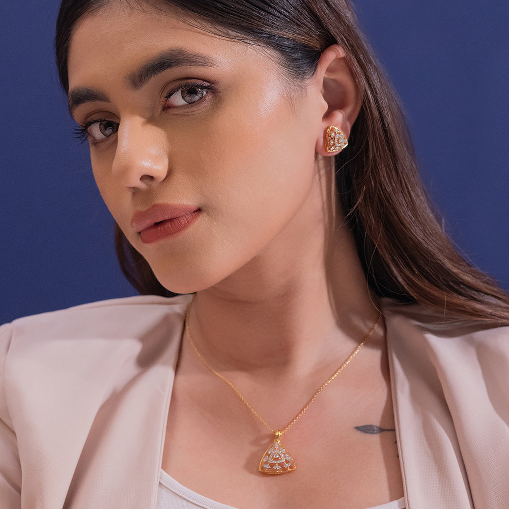 Prism Moissanite Pendant and Earrings Set - Shinez By Baxi Jewellers