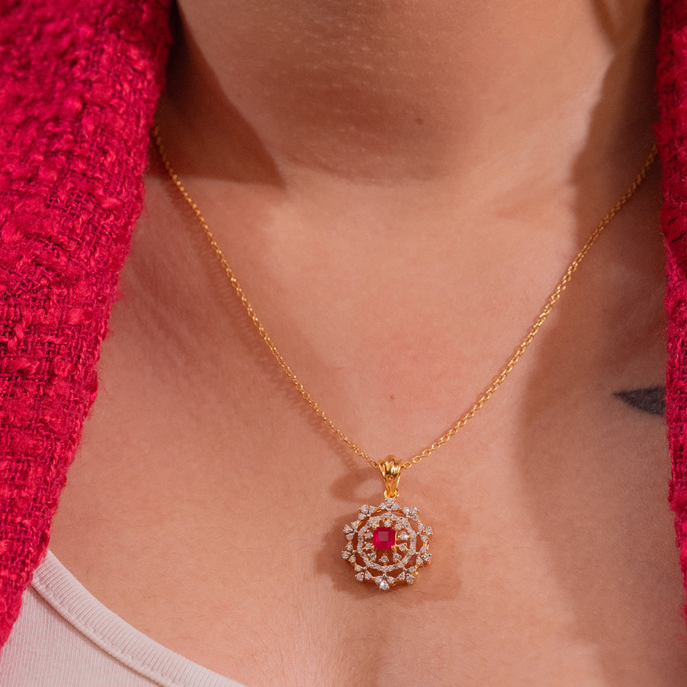 Darsi Moissanite Pendant and Earrings Set - Shinez By Baxi Jewellers