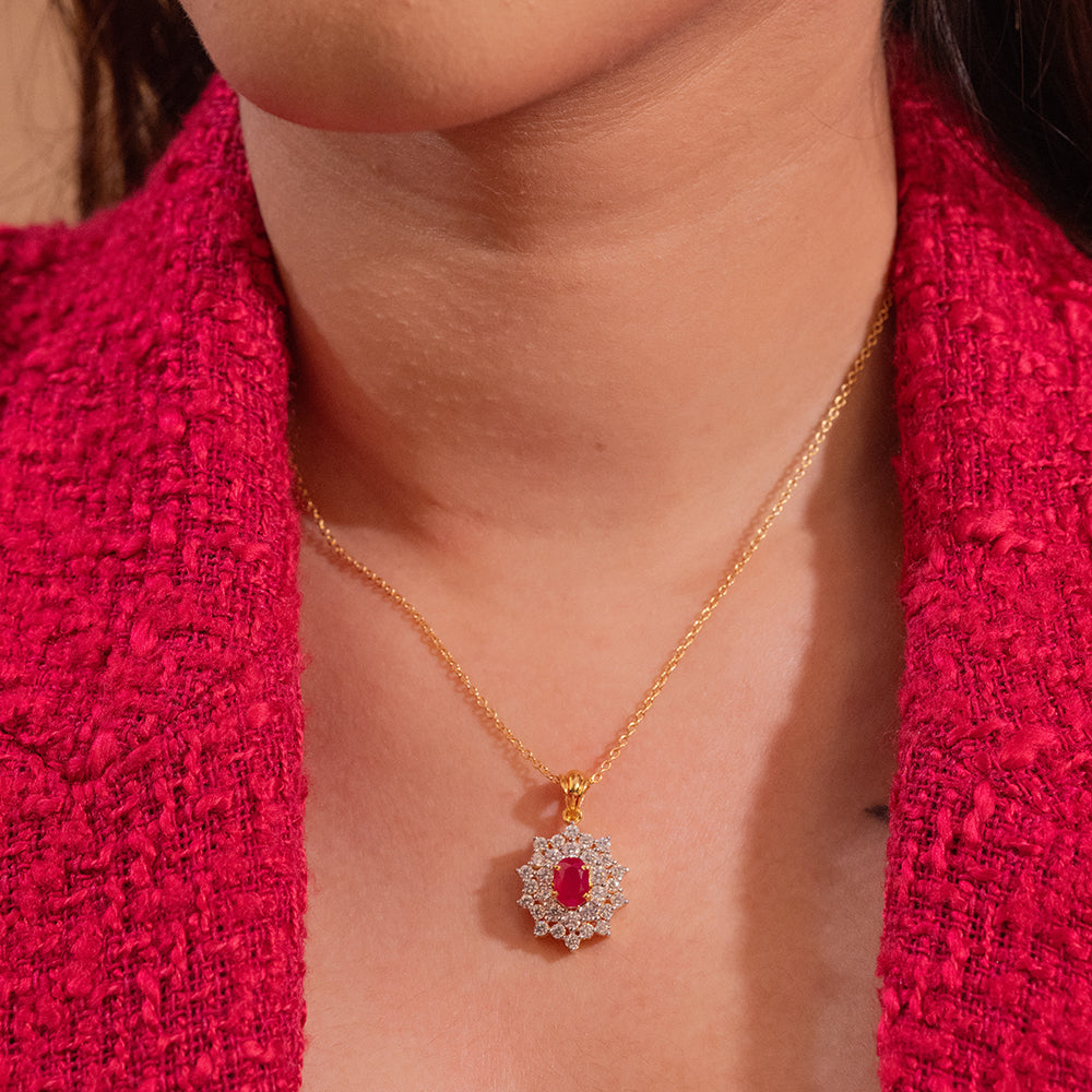 Radiant Bloom Moissanite Pendant and Earrings Set - Shinez By Baxi Jewellers