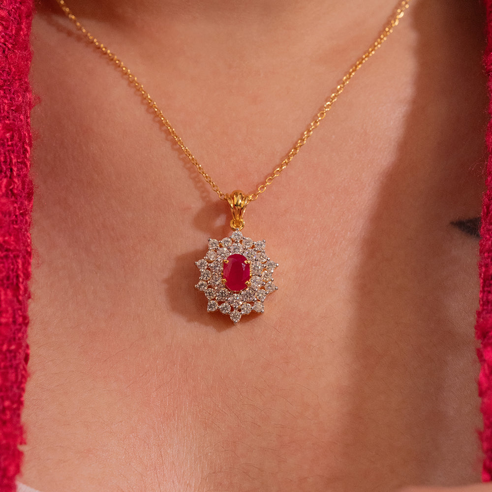 Radiant Bloom Moissanite Pendant and Earrings Set - Shinez By Baxi Jewellers