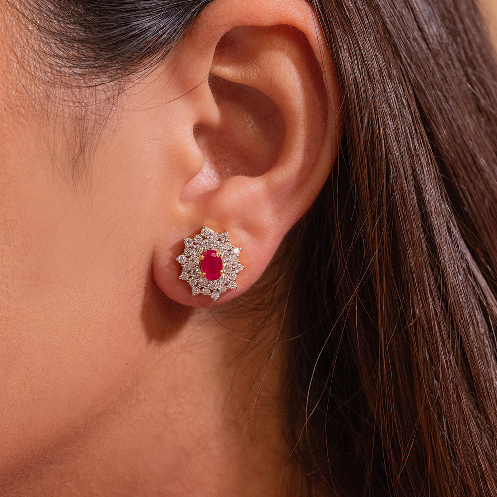 Radiant Bloom Moissanite Pendant and Earrings Set - Shinez By Baxi Jewellers