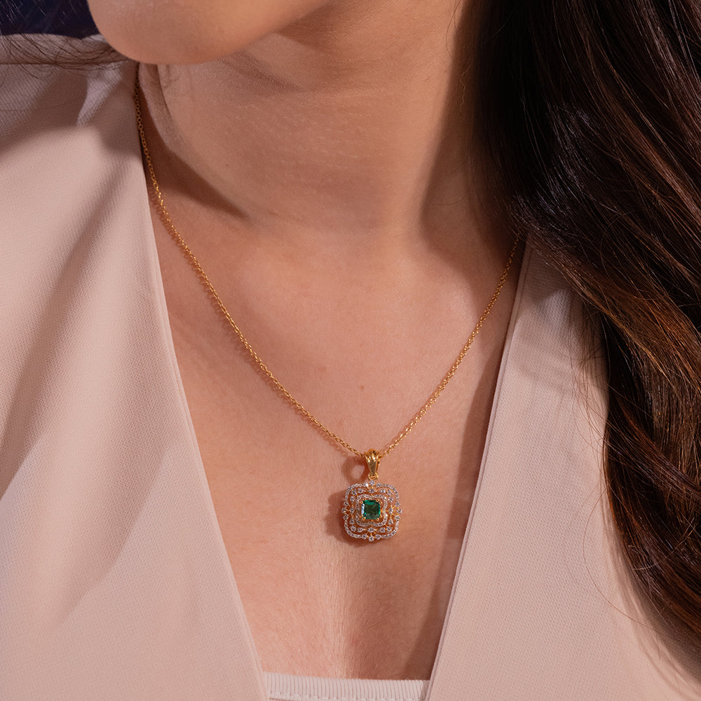 Aryahi Moissanite Pendant and Earrings Set - Shinez By Baxi Jewellers