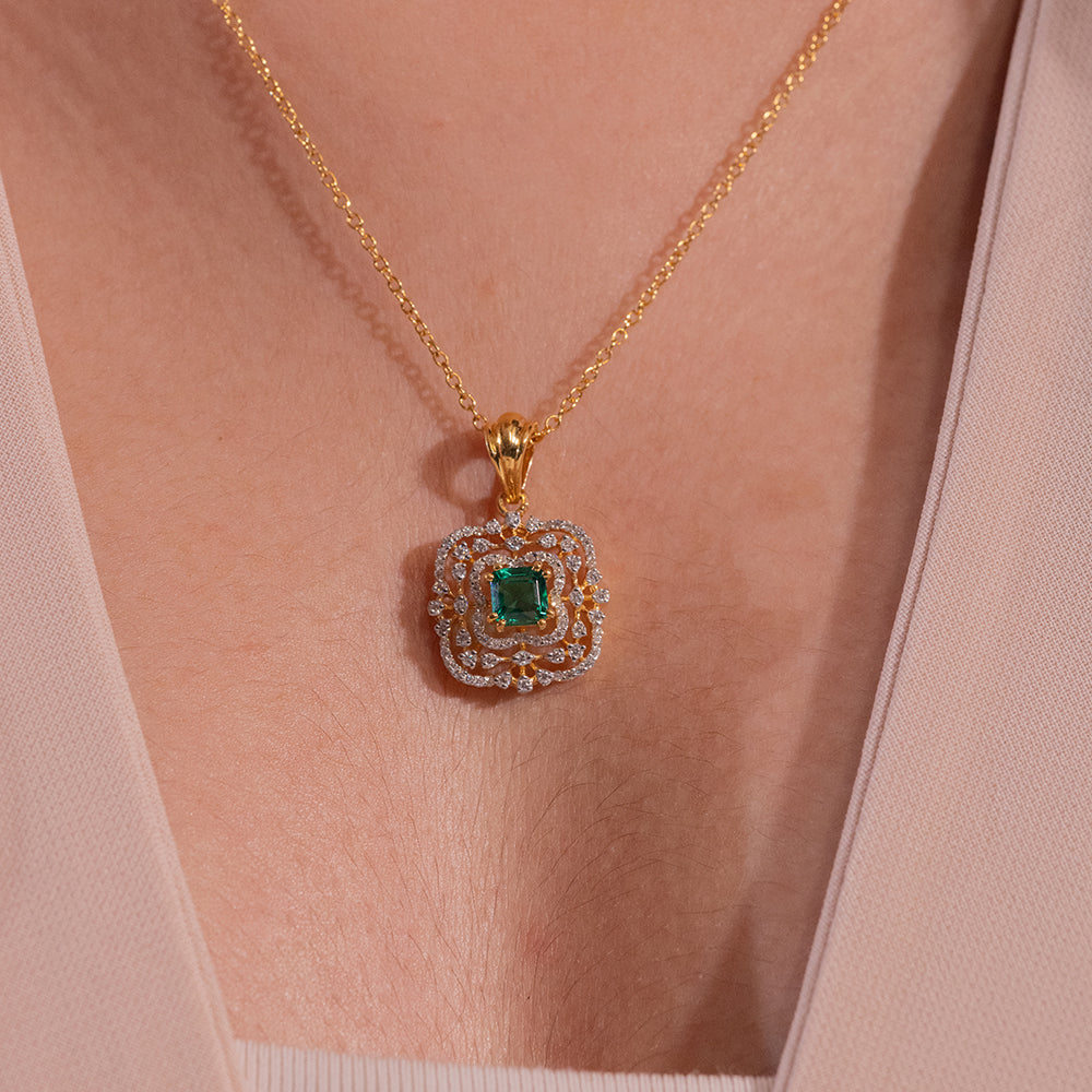 Aryahi Moissanite Pendant and Earrings Set - Shinez By Baxi Jewellers