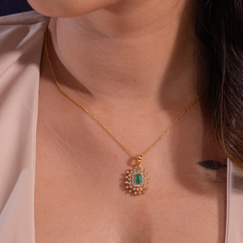 Eshana Moissanite Pendant and Earrings Set - Shinez By Baxi Jewellers