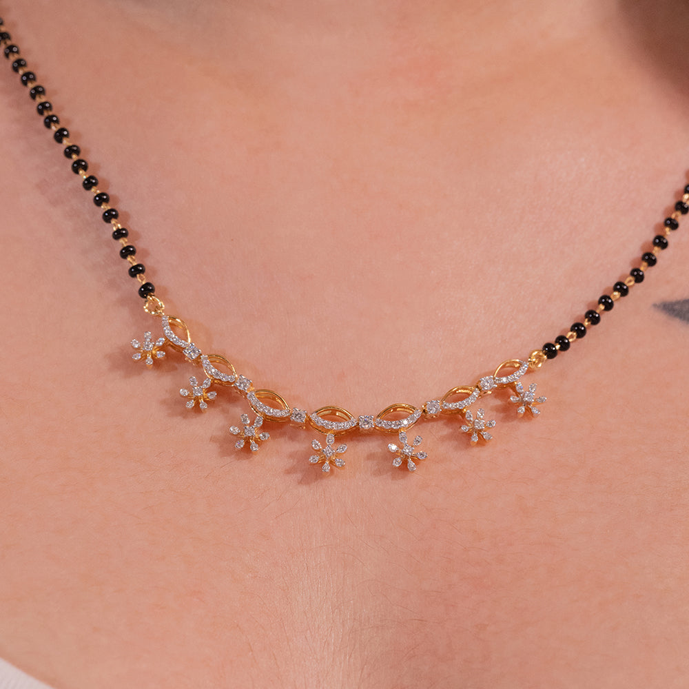 Mabel Moissanite Silver Mangalsutra for Women | 22KT Gold Vermeil - Shinez By Baxi Jewellers