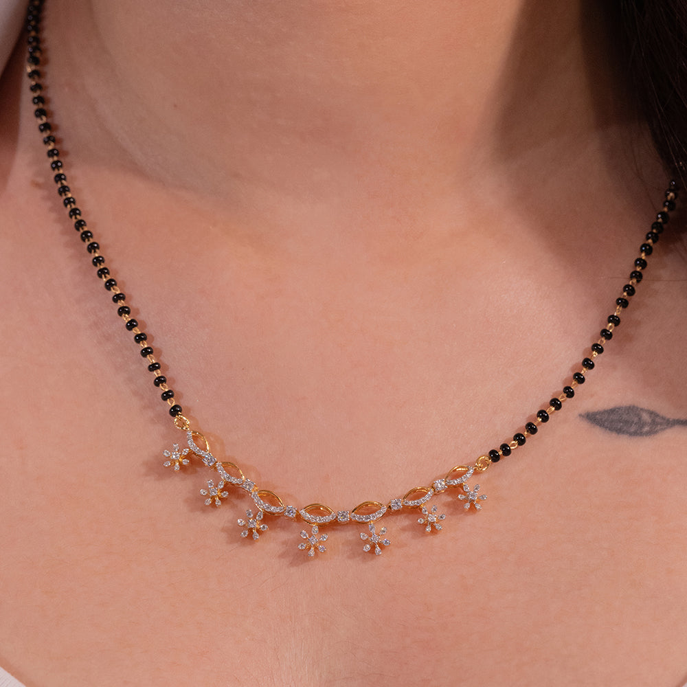 Mabel Moissanite Silver Mangalsutra for Women | 22KT Gold Vermeil - Shinez By Baxi Jewellers