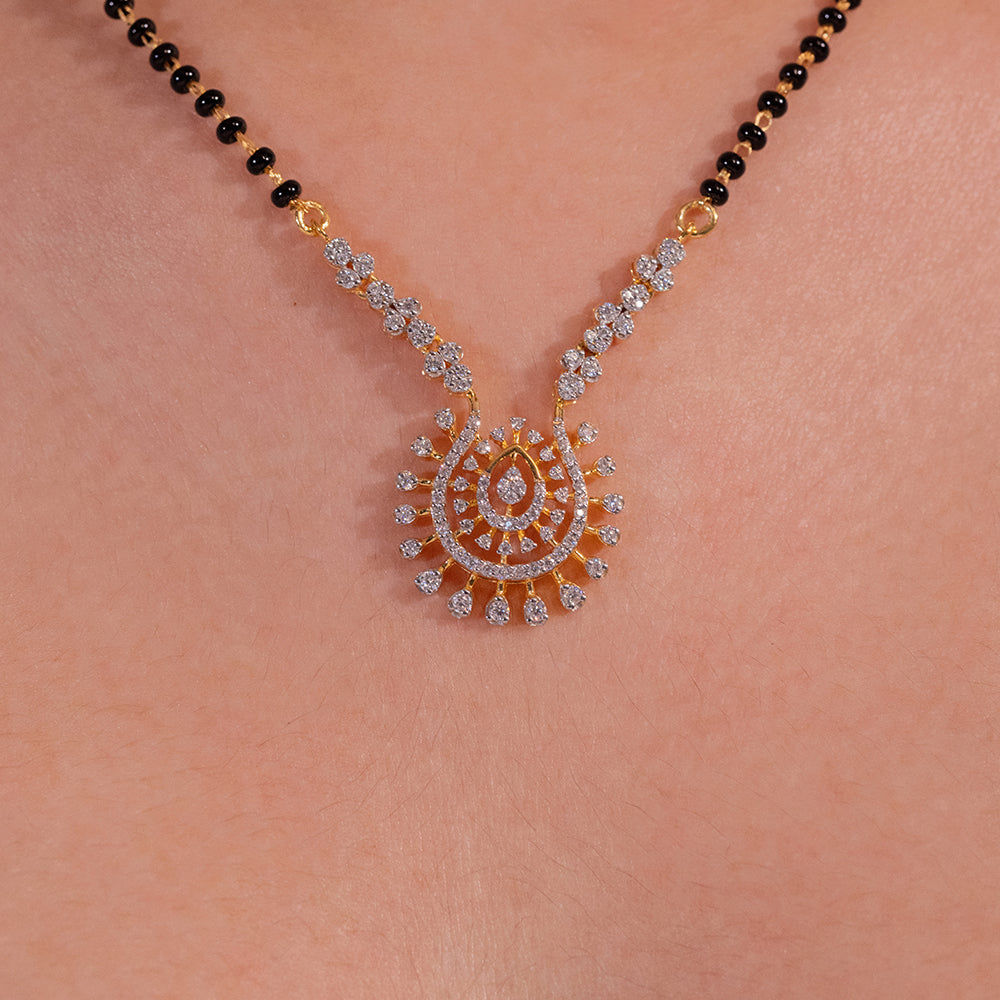 Navya Moissanite Silver Mangalsutra for Women | 22KT Gold Vermeil - Shinez By Baxi Jewellers