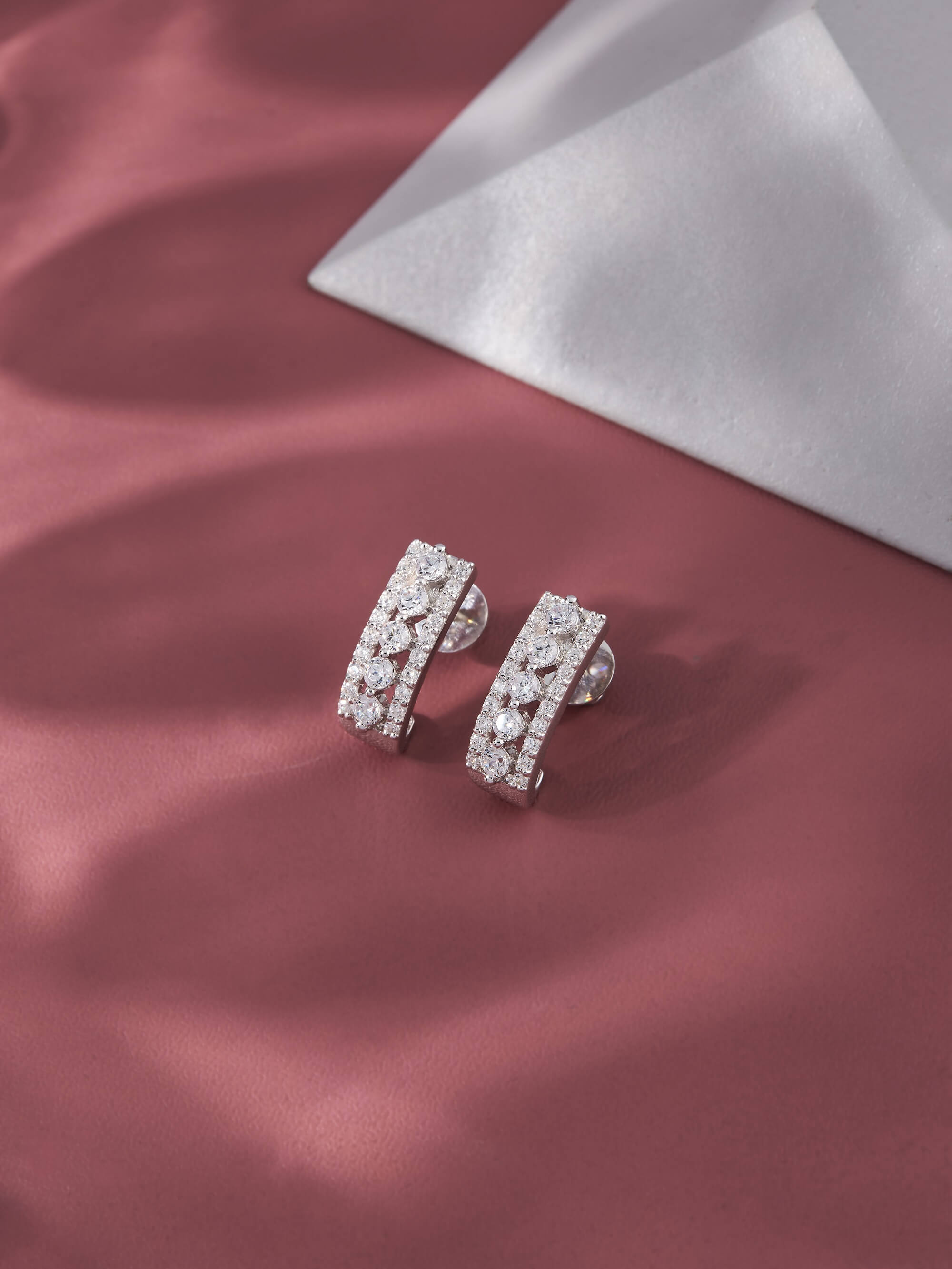 Saniya Silver Hoop Earrings for Women - Shinez By Baxi Jewellers