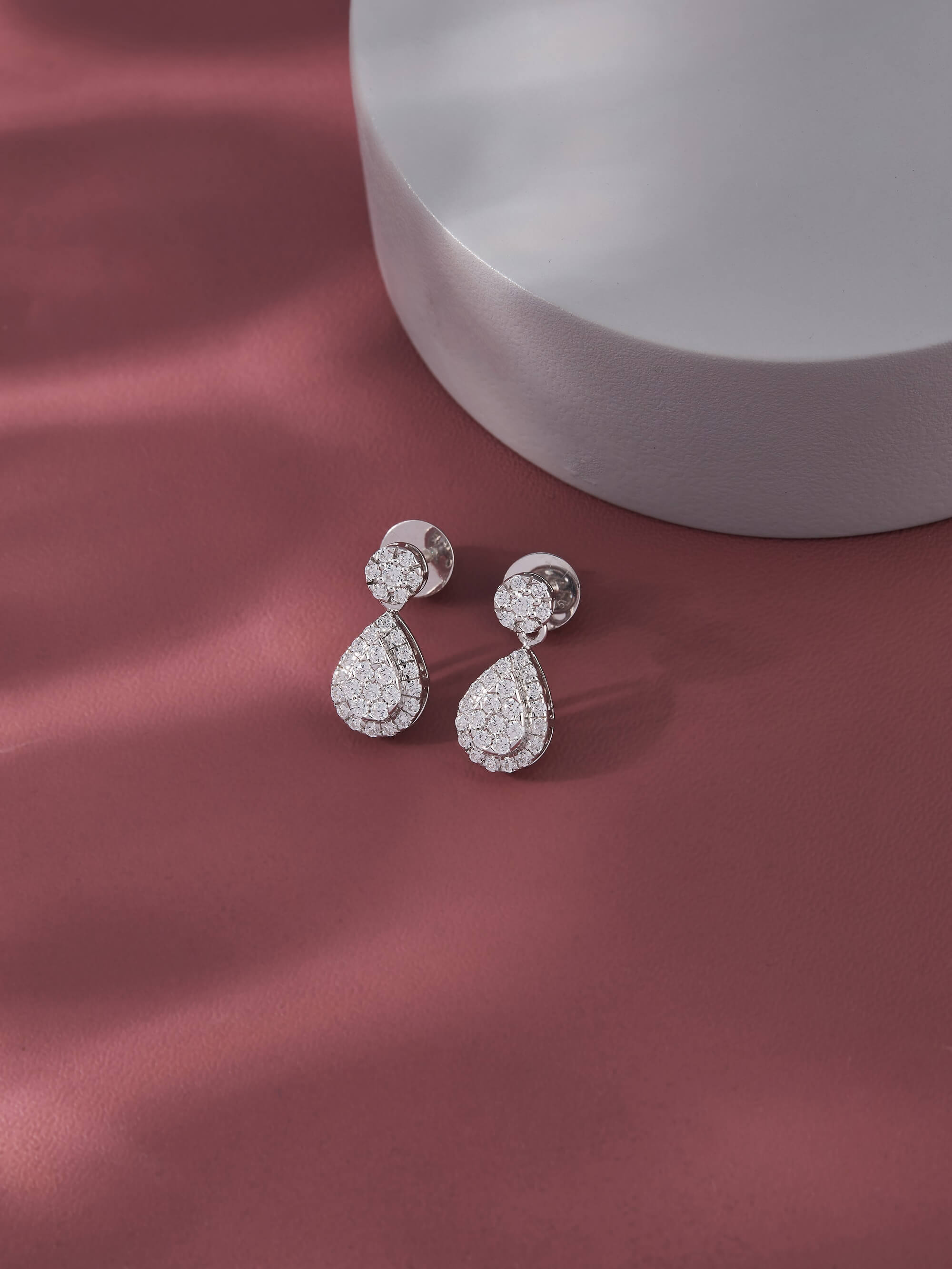 Harlena Silver Drop Earrings | White Gold - Shinez By Baxi Jewellers