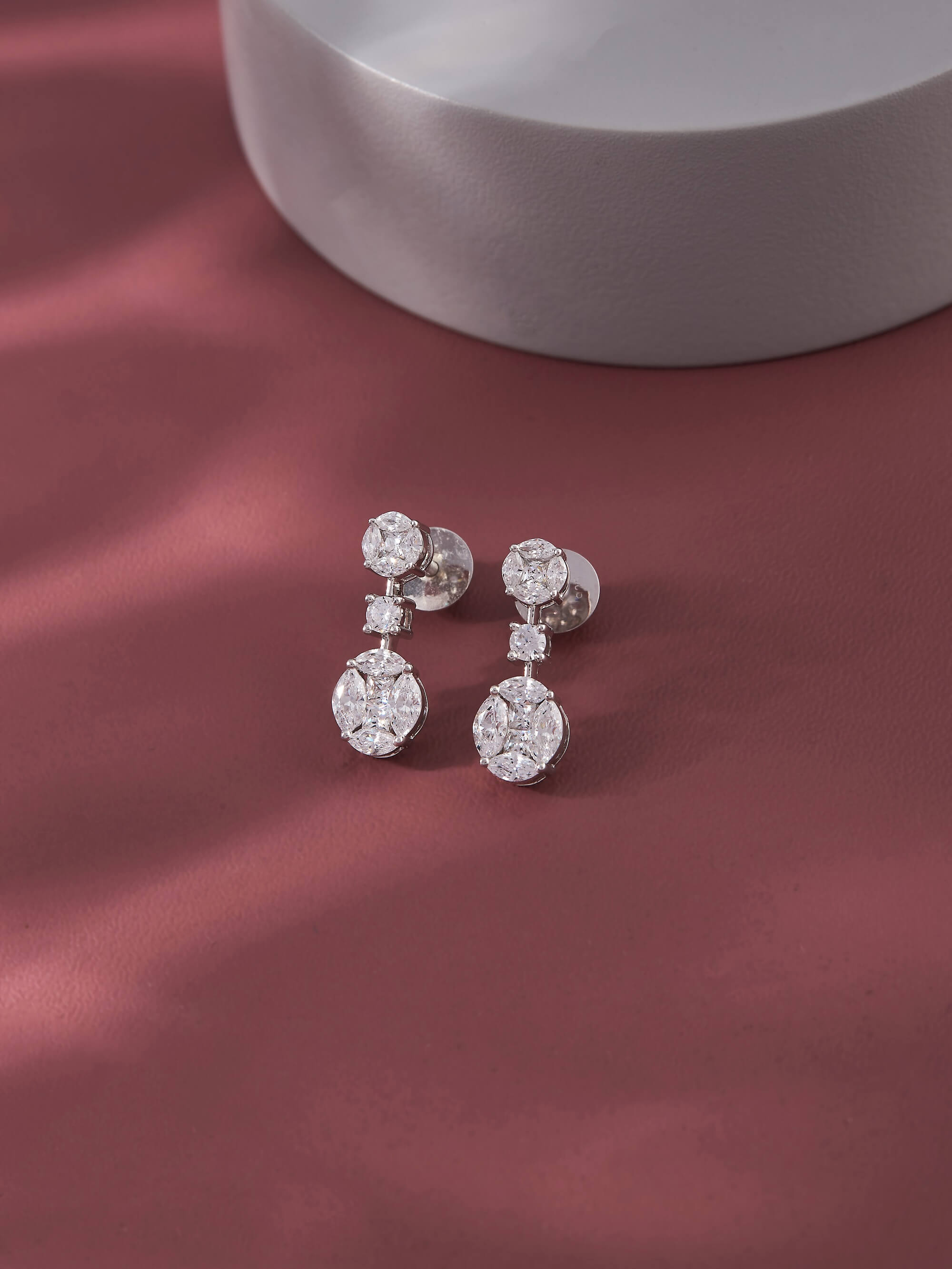 Orin Silver Drop Earrings | White Gold - Shinez By Baxi Jewellers